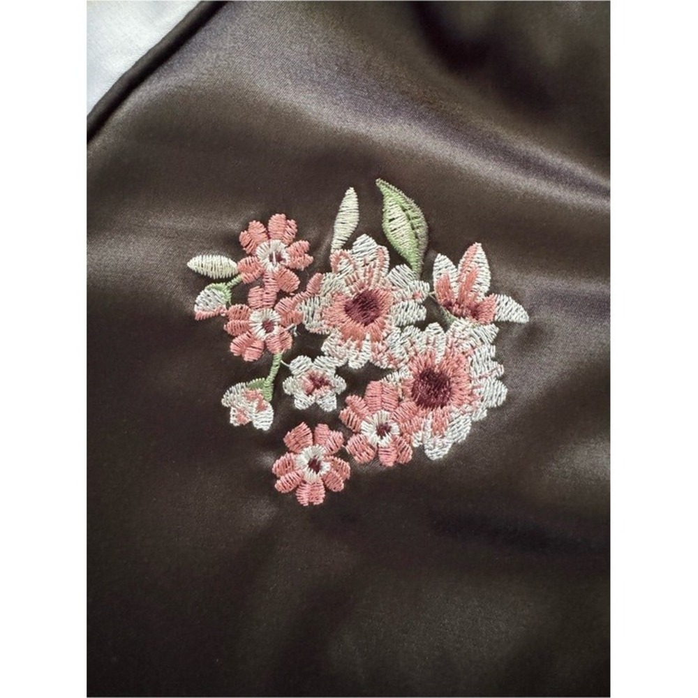 Full Tilt Reversible Satin Bomber Jacket Peacock Floral Embroidery Size Small - Picture 10 of 14